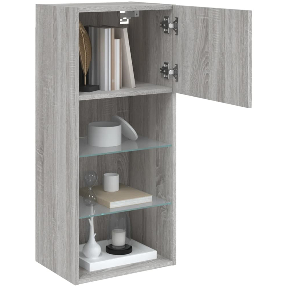 vidaXL Single Door 3 Shelf Grey Sonoma TV Cabinet with RGB LED Lights Image 3