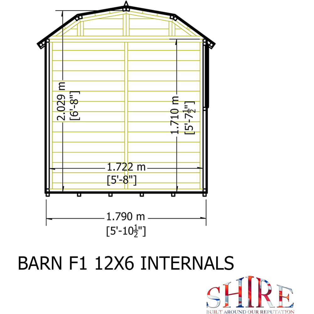 Shire Barn 12 x 6ft Double Door Shiplap Apex Garden Shed Image 8