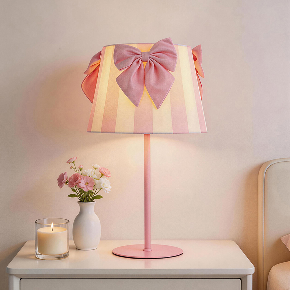 Stripe Bow Table Lamp Pink Image 5