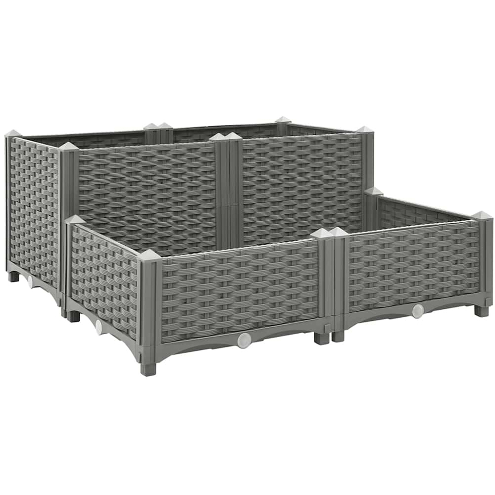 vidaXL 2-Tier Grey Plastic Garden Raised Bed 80 x 80 x 38cm Image 1