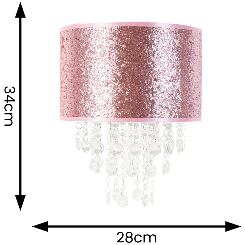 ValueLights Bonita Pink Glitter Pendant Easy Fit Lamp Shade with Droplets Image 5