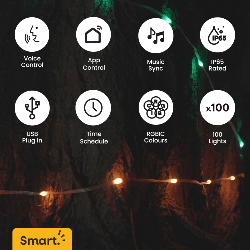 ValueLights Smart App-Control RGBIC IP65 Outdoor and Indoor String Rope Light 10m Image 3