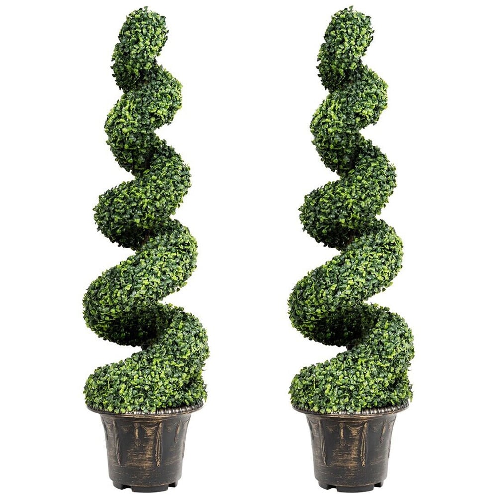 Costway 2 Piece Artificial Boxwood Spiral Tree 120cm Image 1