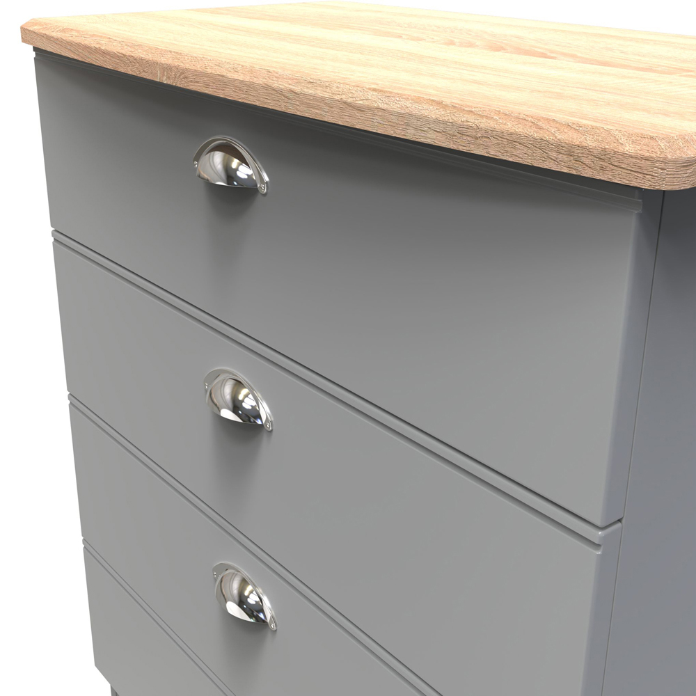 Crowndale Victoria 4 Drawer Dusk Grey and Oak Chest of Drawer Image 6