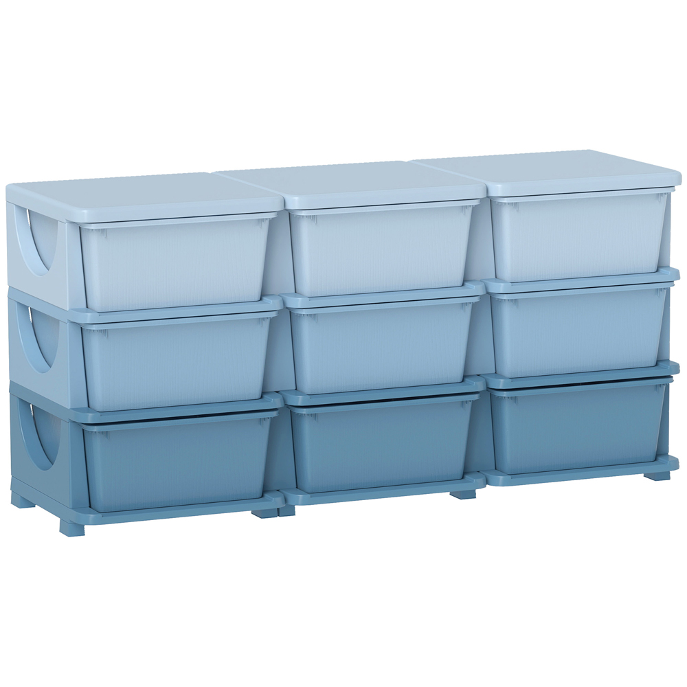 HOMCOM 9 Drawer Blue Kids Chest of Drawers Image 2