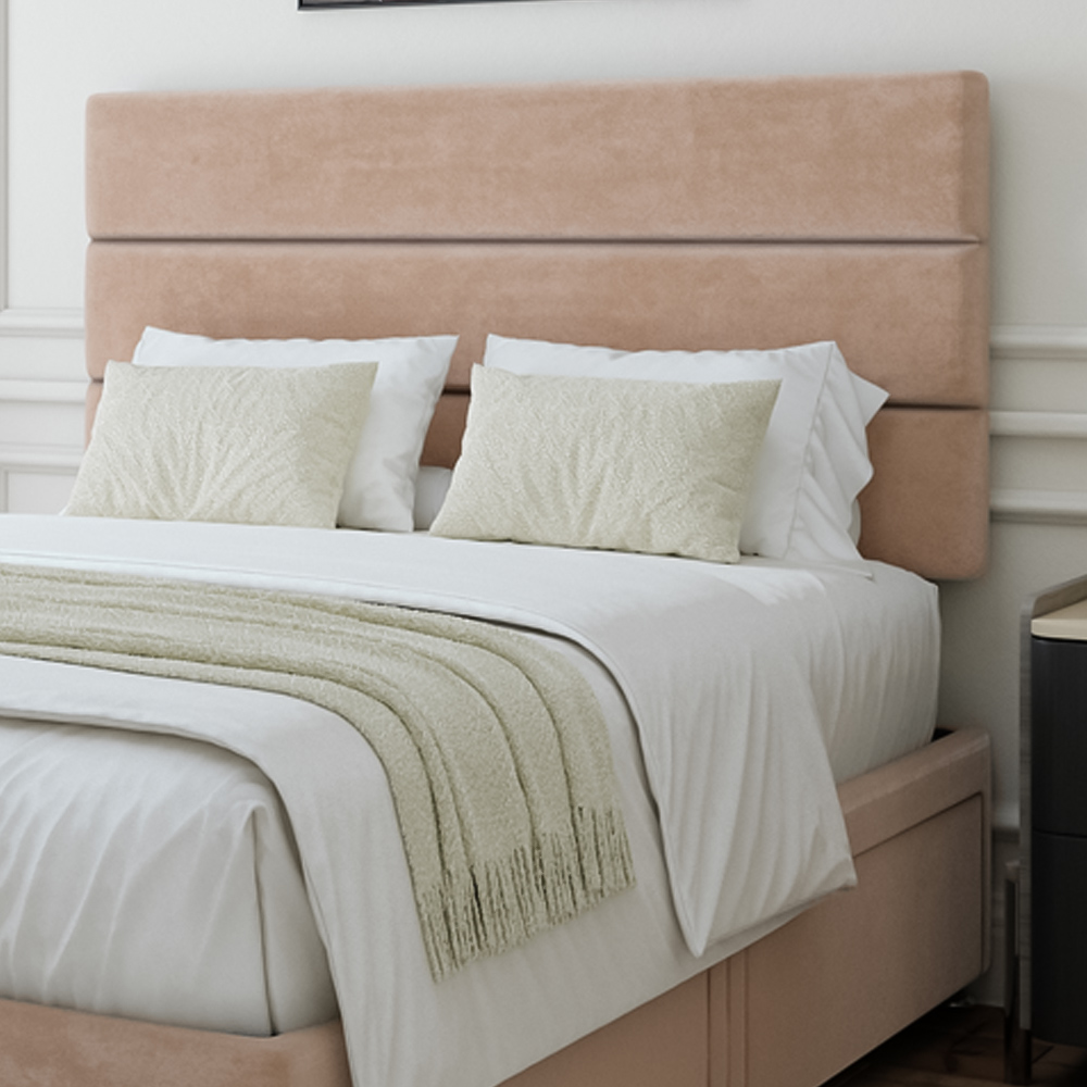 Bedmaster Super King Size Mink Naples Velvet 4 Drawer Divan Base with Milan Headboard Image 2