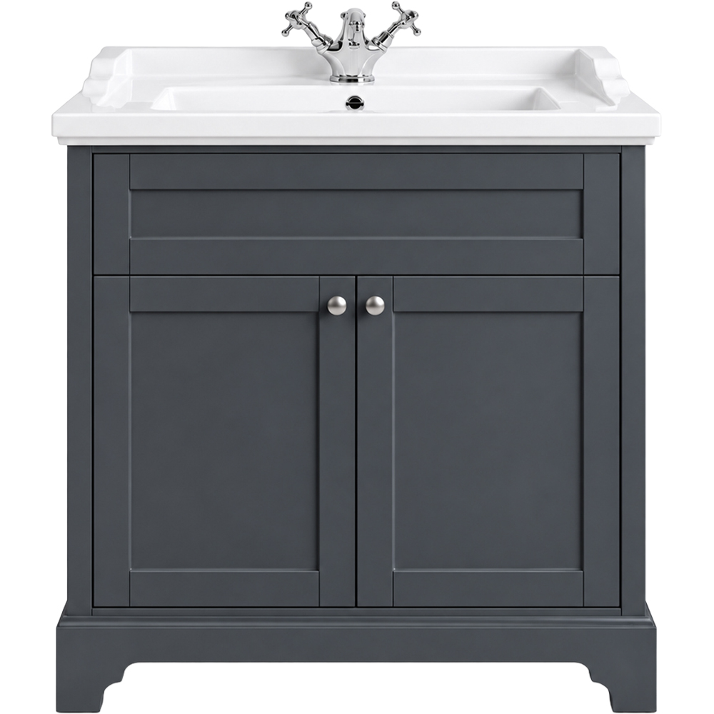 Go Bathrooms Arundel 2 Door Midnight Grey Traditional Floorstanding Vanity Unit 800mm Image 2