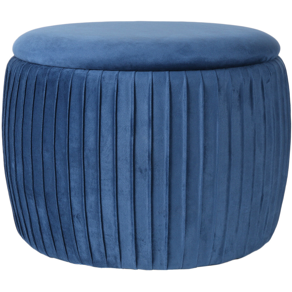 Navy Pleated Eclipse Footstool with storage Image 2
