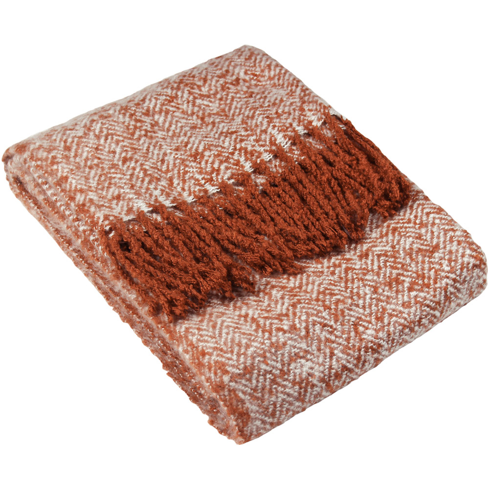 furn. Rust Weaver Herringbone Throw Image 1