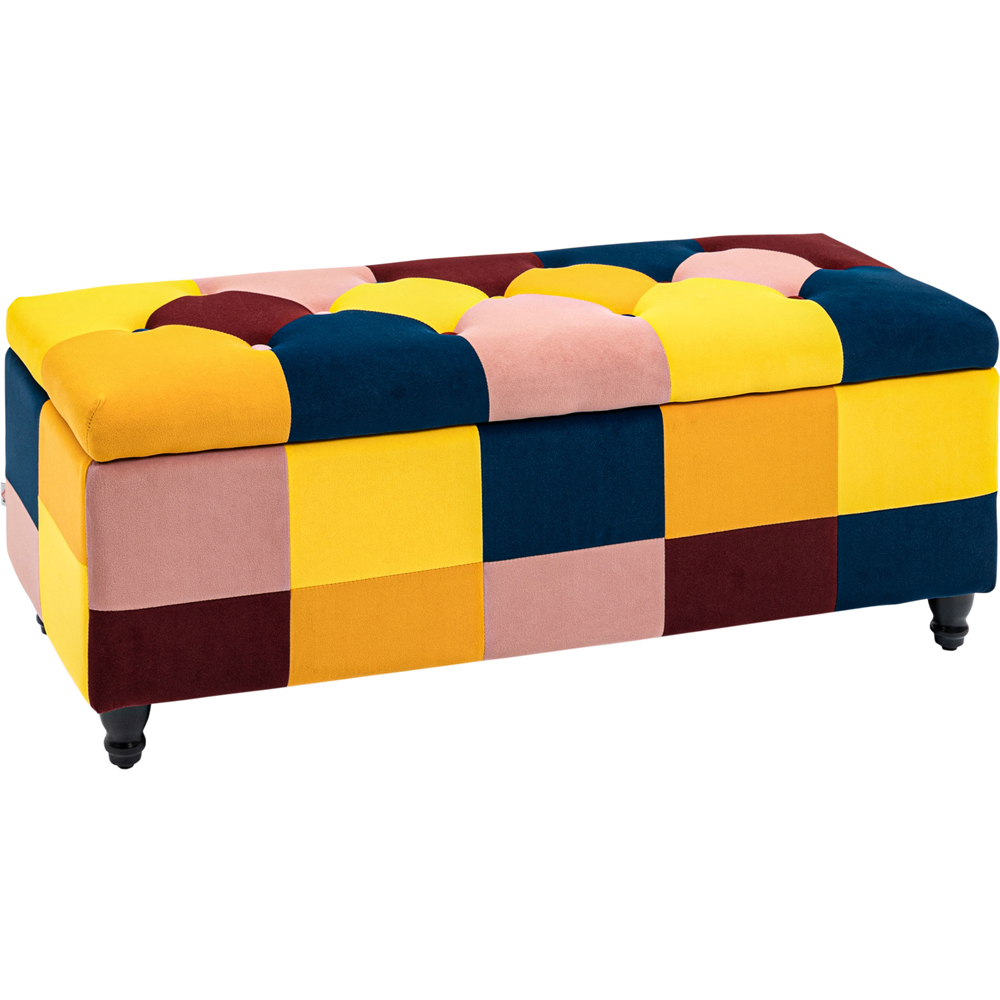 HOMCOM Multicolour Velvet Button Tufted Ottoman Bench Image 2