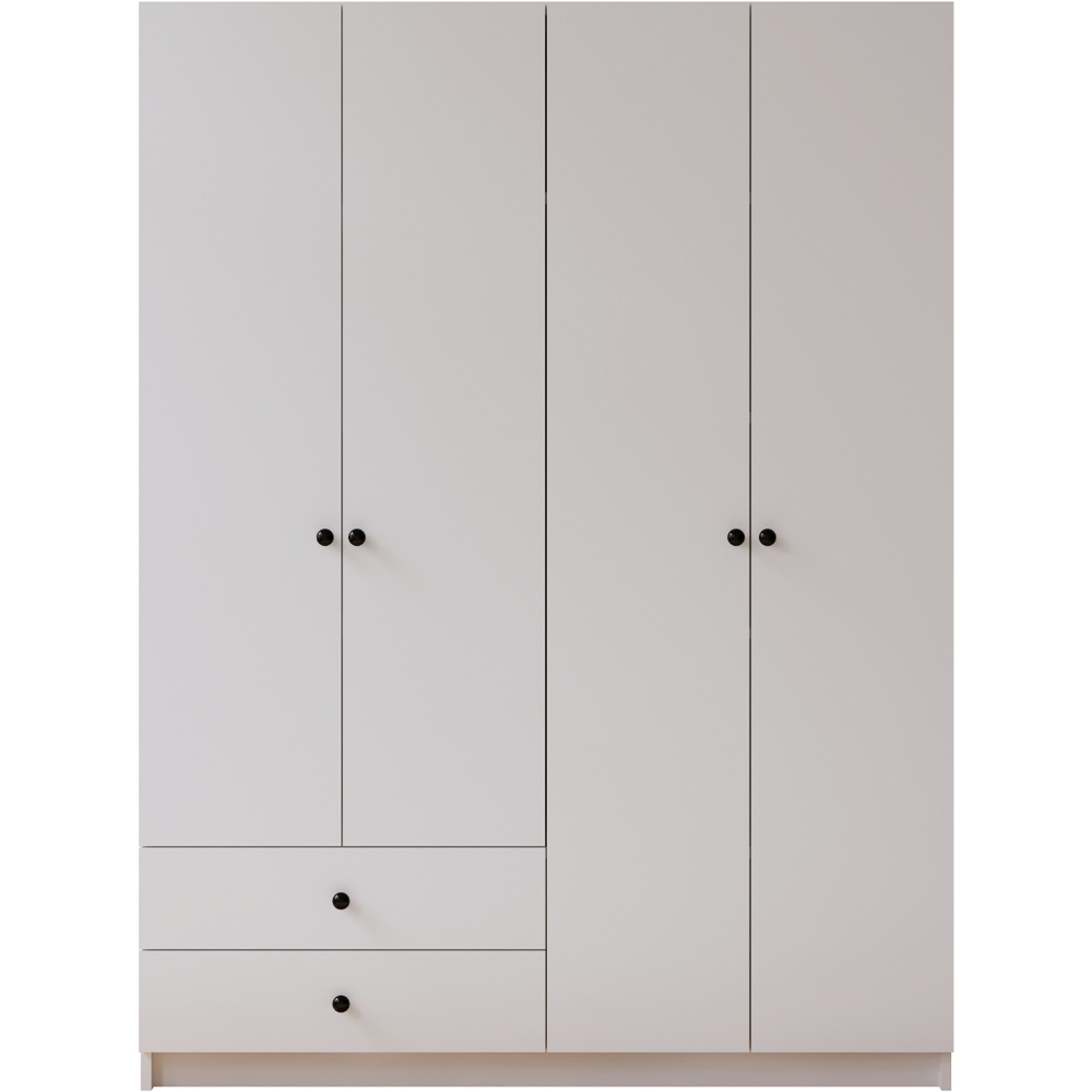 Evu ECU 4 Door 2 Drawer White Wardrobe Image 2