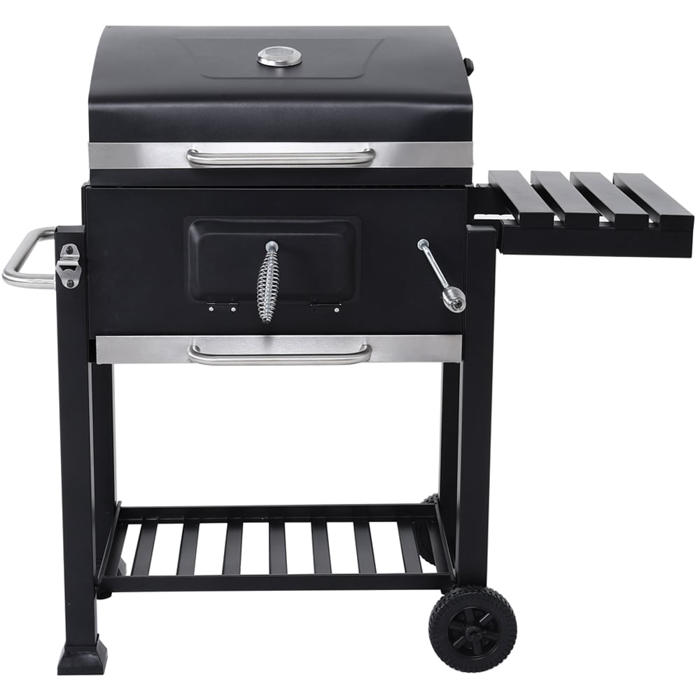 Living and Home Black Charcoal BBQ Grill with Portable Trolley Image 1