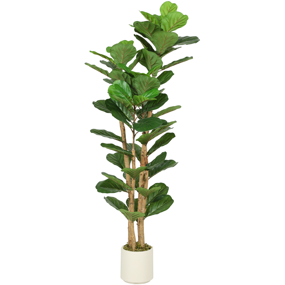Portland Fiddle Leaf Fig Artificial Tree in Pot with Solid Wood Trunks 5ft Image 1
