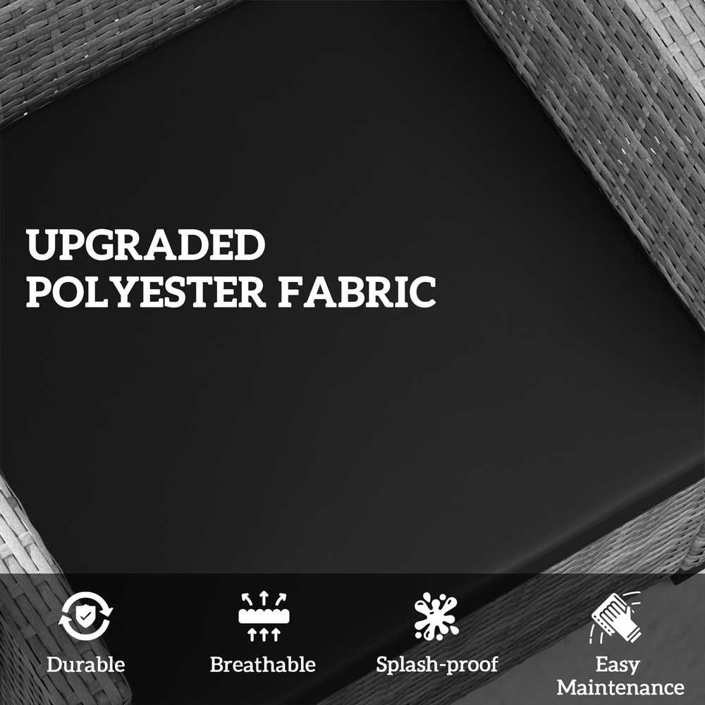 Outsunny Black Rattan Garden Lounge Replacement Cushion Pad Set 3 Pack Image 6