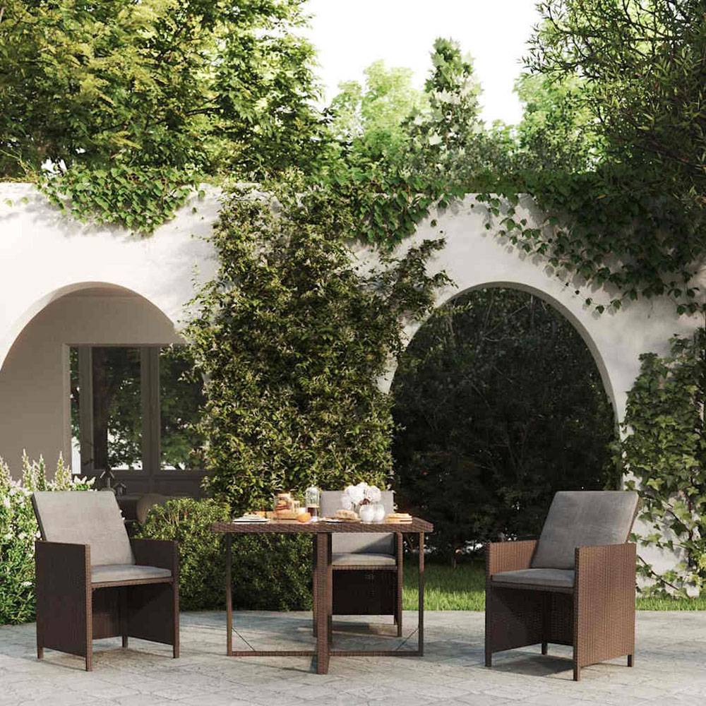 Walplus 2 Seater Brown and Black PE Rattan Garden Table Image 7
