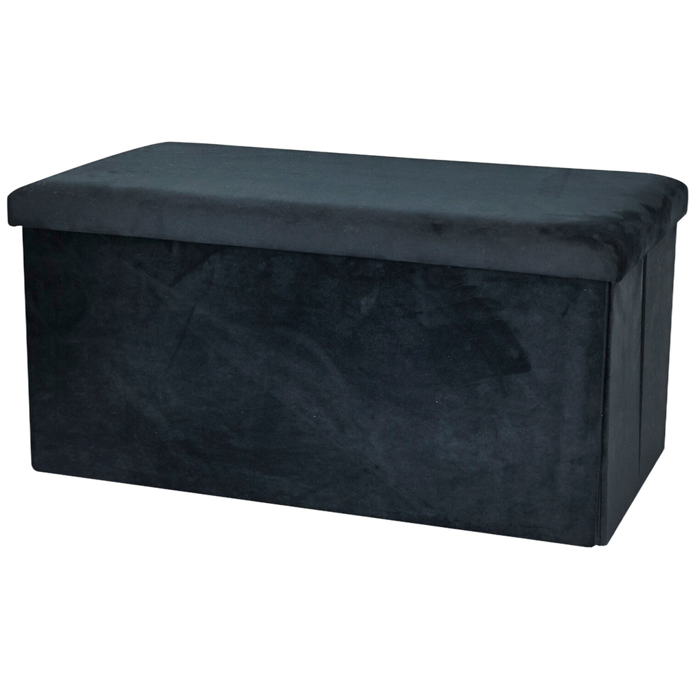 Brushed Velvet Storage Trunk Black Image 2