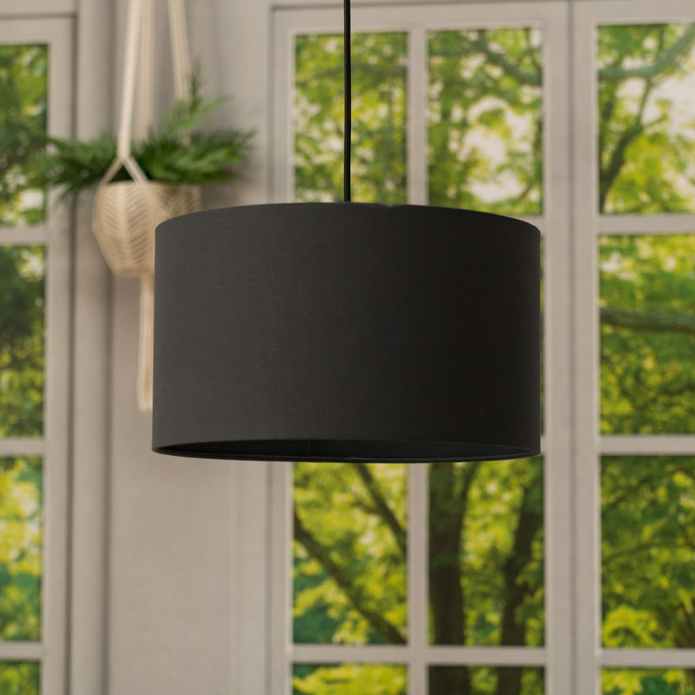 ValueLights Reni Charcoal Ceiling Drum Lamp Shade Medium Image 3