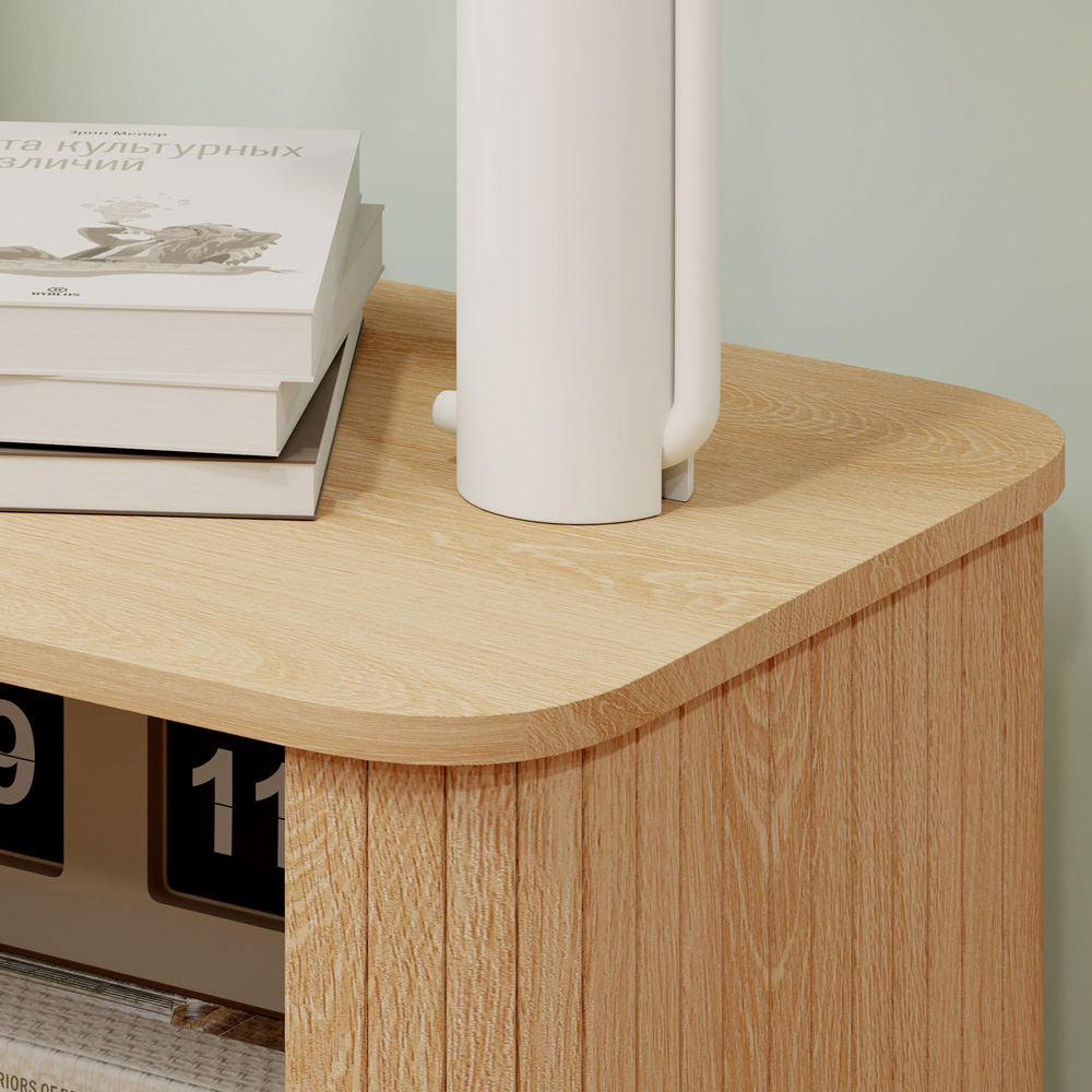 Portland 2 Sliding Door Oak Tone Nightstand Image 3