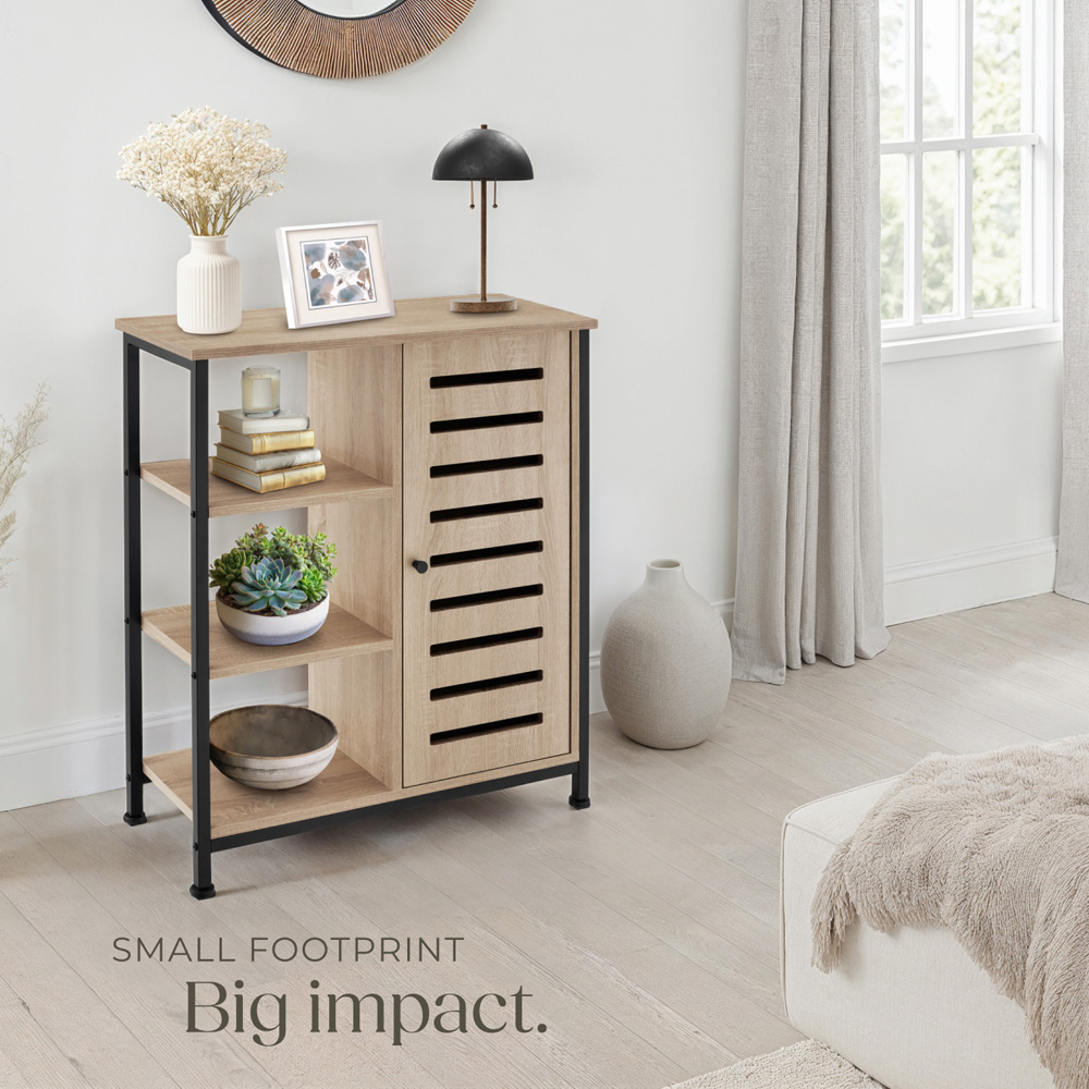 Tectake Runcorn Single Door 3 Shelf Sonoma Oak Sideboard Image 8