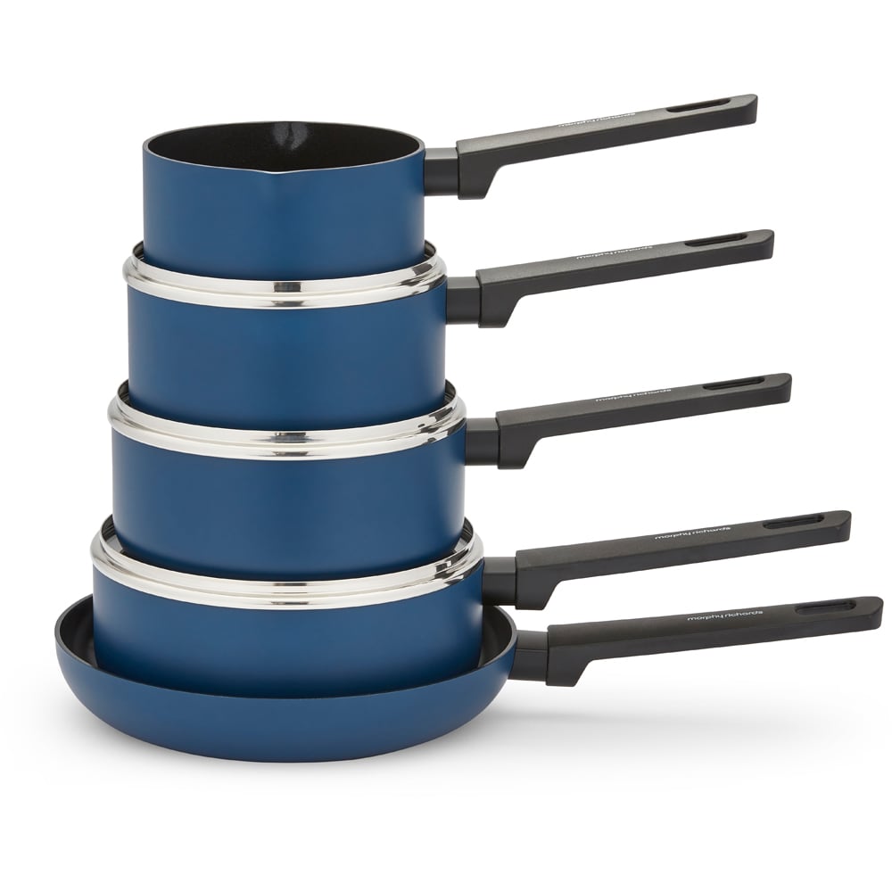 Morphy Richards Blue Recycled Aluminium 5 Piece Saucepan Set Image 3
