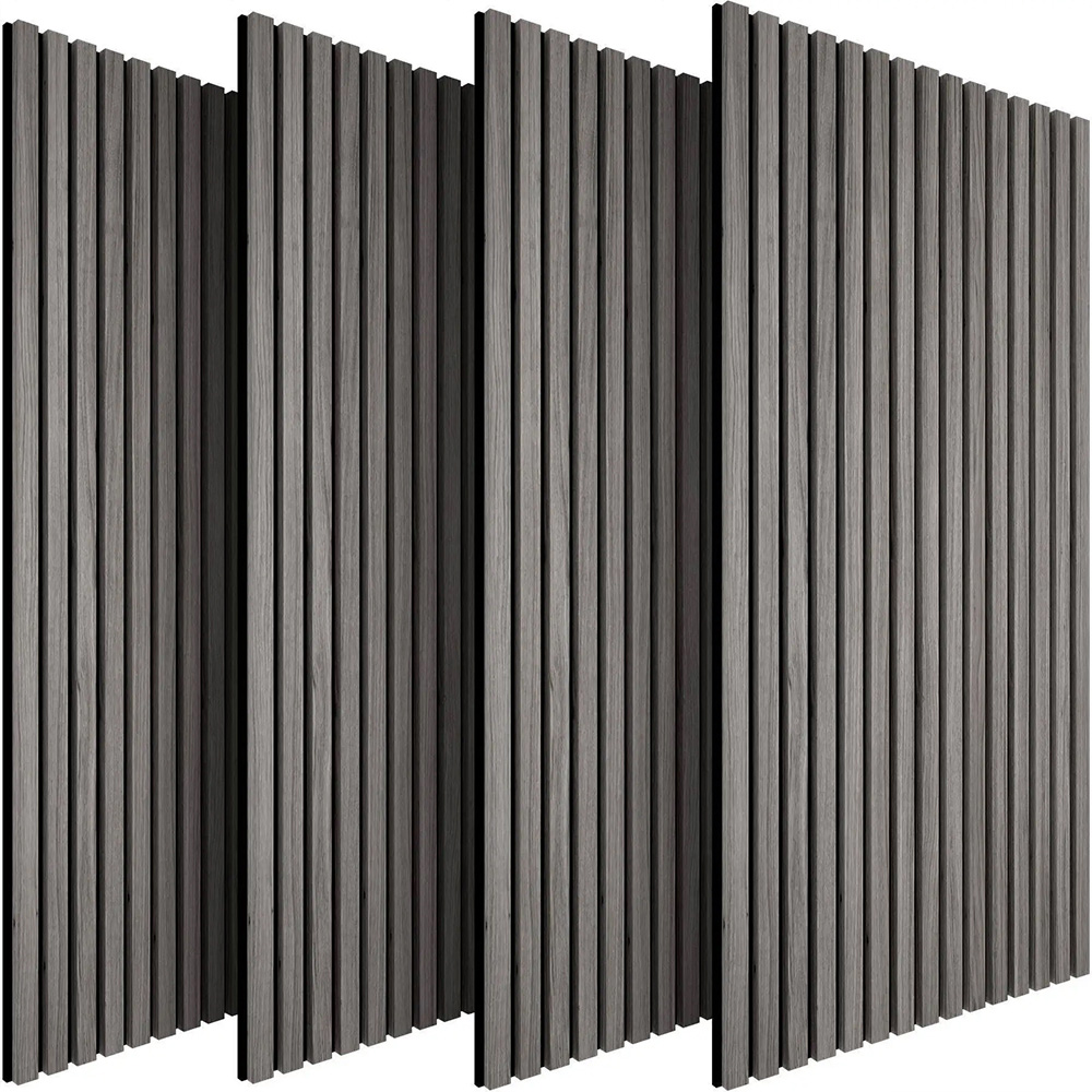 tectake Light Grey Oak Wood Effect Acoustic Wall Panel 4 Pack Image 2