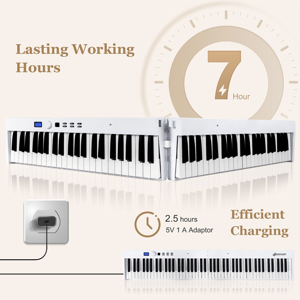Costway MU10079GB White 88 Key Foldable Digital Keyboard Piano with MIDI Image 7