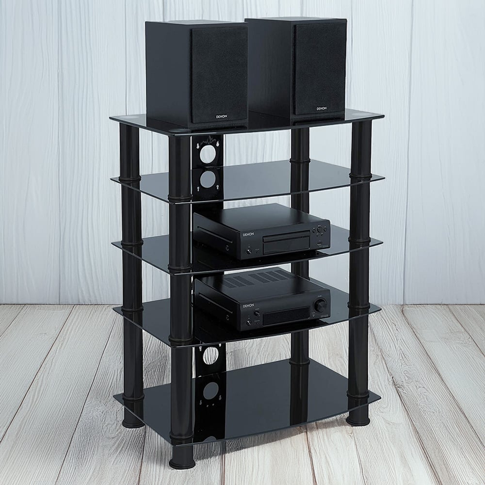 Centurion Supports Galago 5 Shelf Black Multimedia Unit Image 1