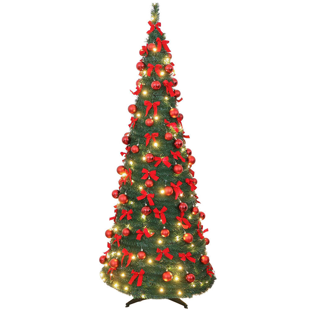 6ft Red Ribbon Pop Up Tree Image 1
