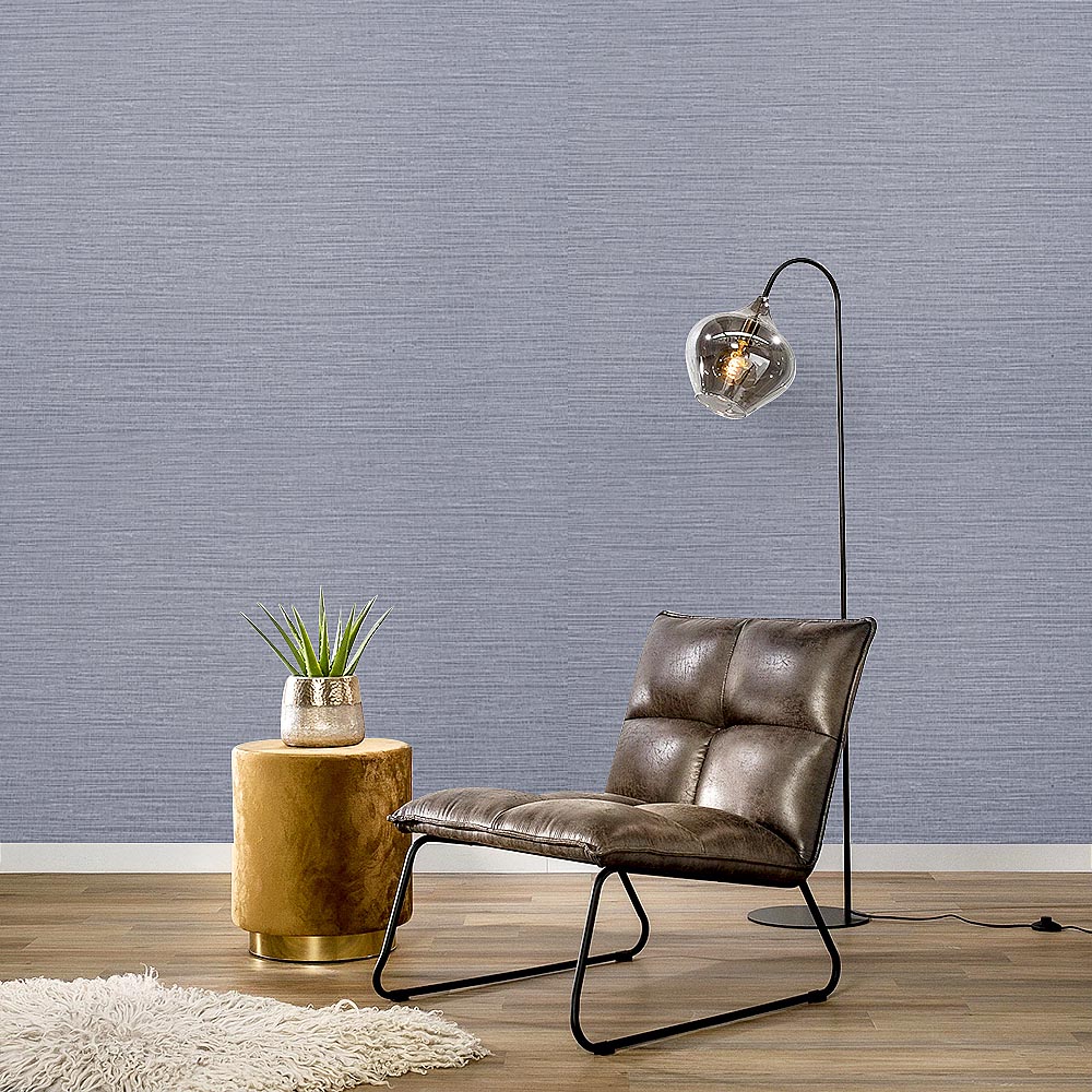 Living and Home 3D Linen Effect Textured Smoke Grey Wallpaper Image 2