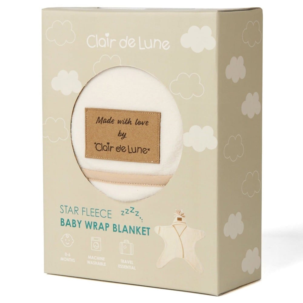 Clair de Lune Baby Cream Star Fleece Wrap Blanket Image 4