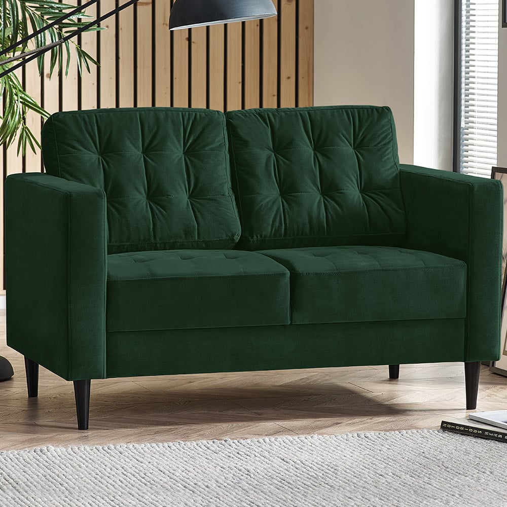 Furniturebox Josie 2 Seater Emerald Green Velvet Sofa Image 1