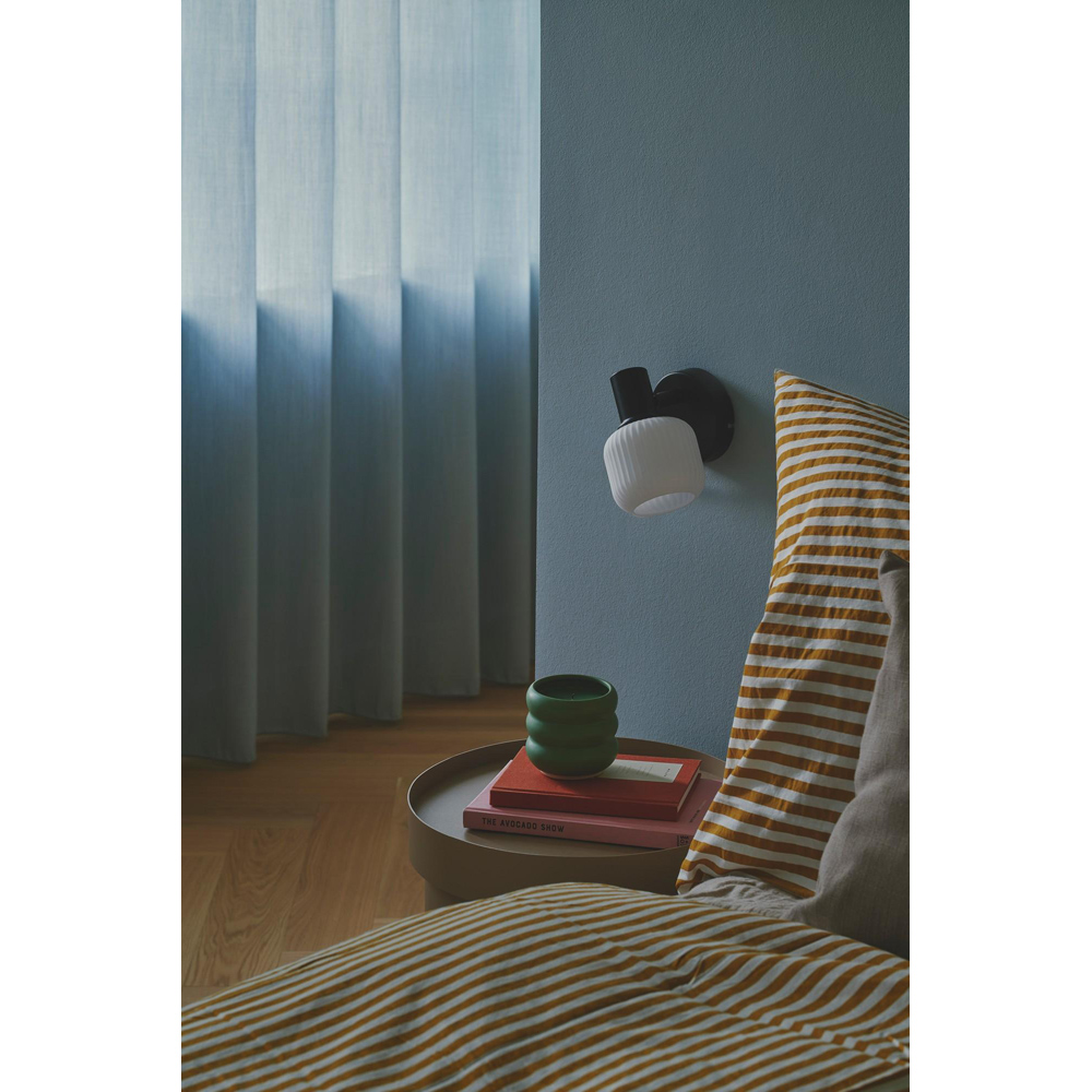 Nordlux Milford E14 Black Fluted Glass Mini Wall Light Image 6