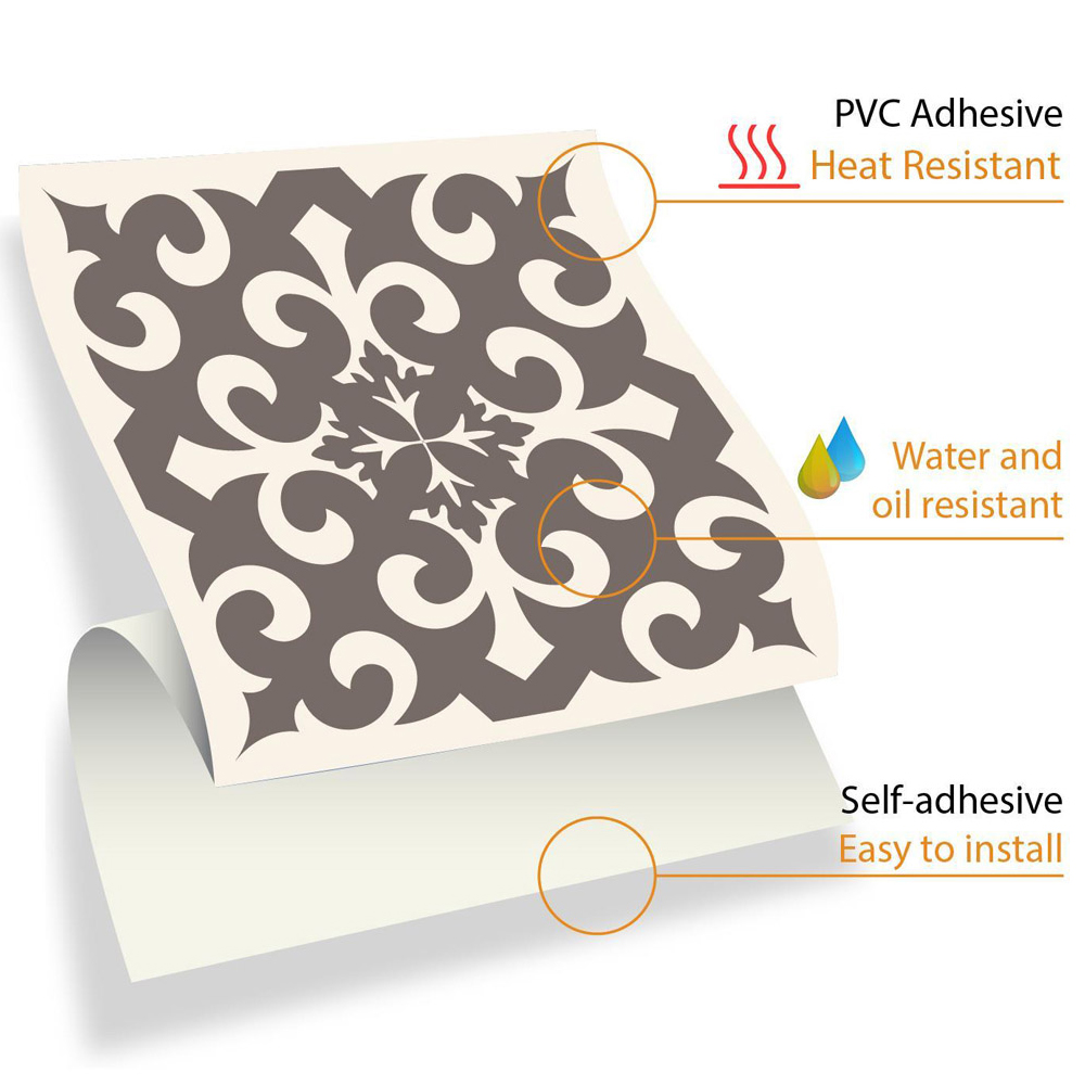 Walplus Noor Light Brown Beige Mediterranean Tile Sticker 24 Pack Image 5