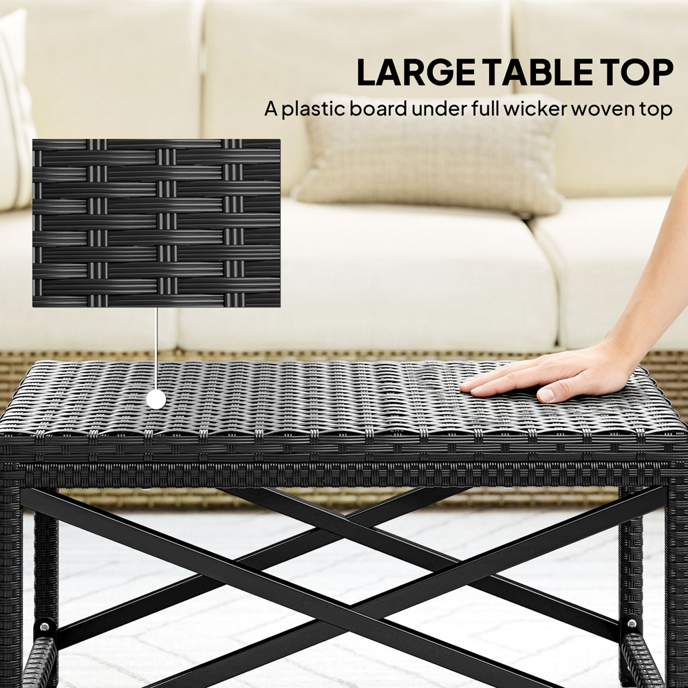 Outsunny Black PE Rattan Plastic Board Garden Coffee Table Image 7