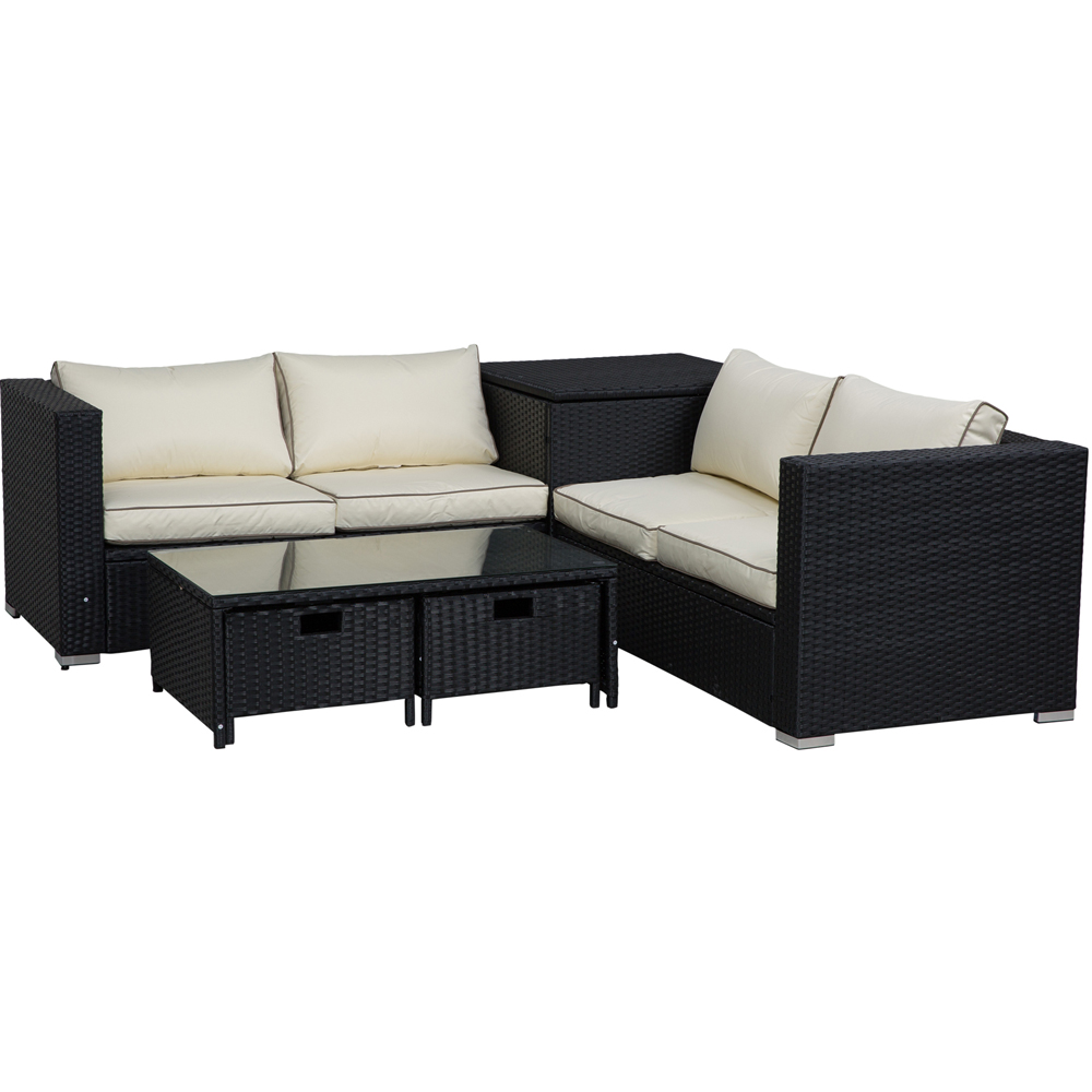 Outsunny 4 Seater Black PE Rattan Sofa Lounge Set with Coffee Table Image 2