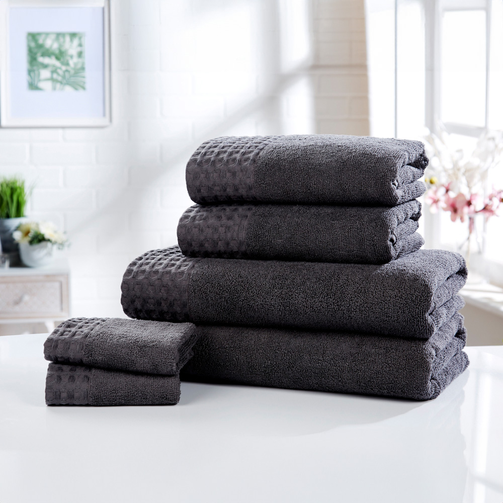 Rapport Home Retreat Charcoal Grey Cotton Bath Towel Image 2
