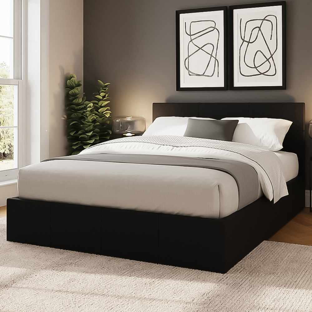 GFW Small Double Black Side Lift Ottoman Bed Image 1