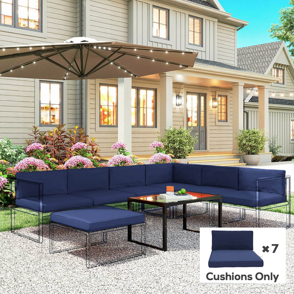 Outsunny 14 Piece Blue Garden Furniture Replacement Cushion Set Image 2