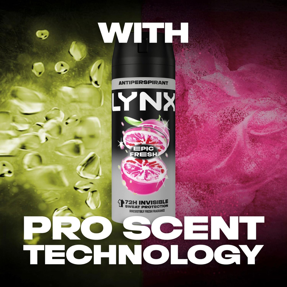 Lynx Epic Fresh 72H Sweat Protection Anti-Perspirant Aerosol Deodorant Body Spray 150ml 30 Pack Image 4