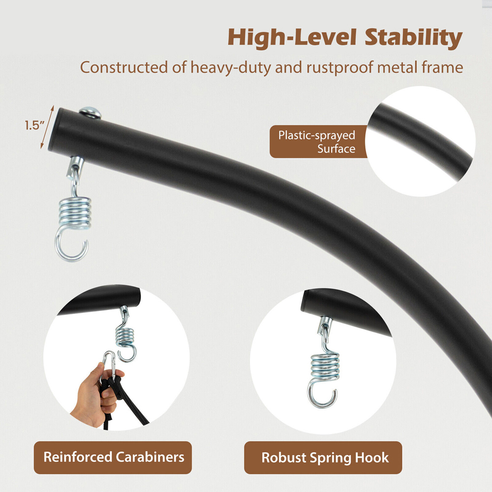 Costway Grey Hanging Swing Chair with Cushions Image 7