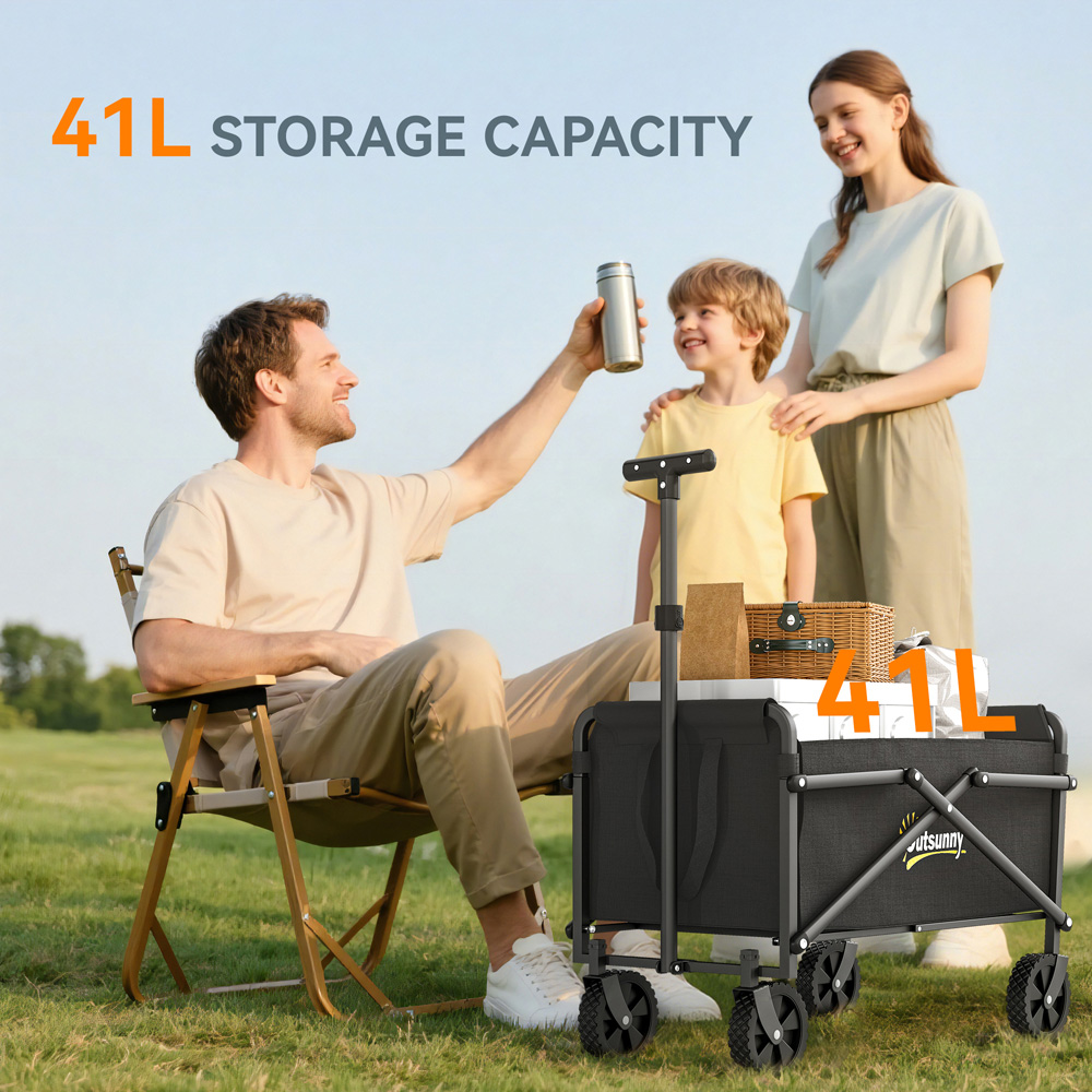 Outsunny 41L Black Heavy Duty Folding Garden Trolley Image 8