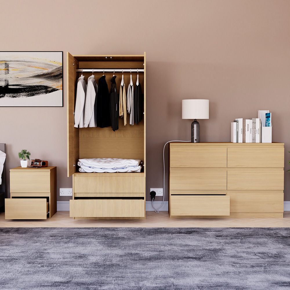 Vida Designs Denver Pine 3 Piece Bedroom Furniture Set Image 2