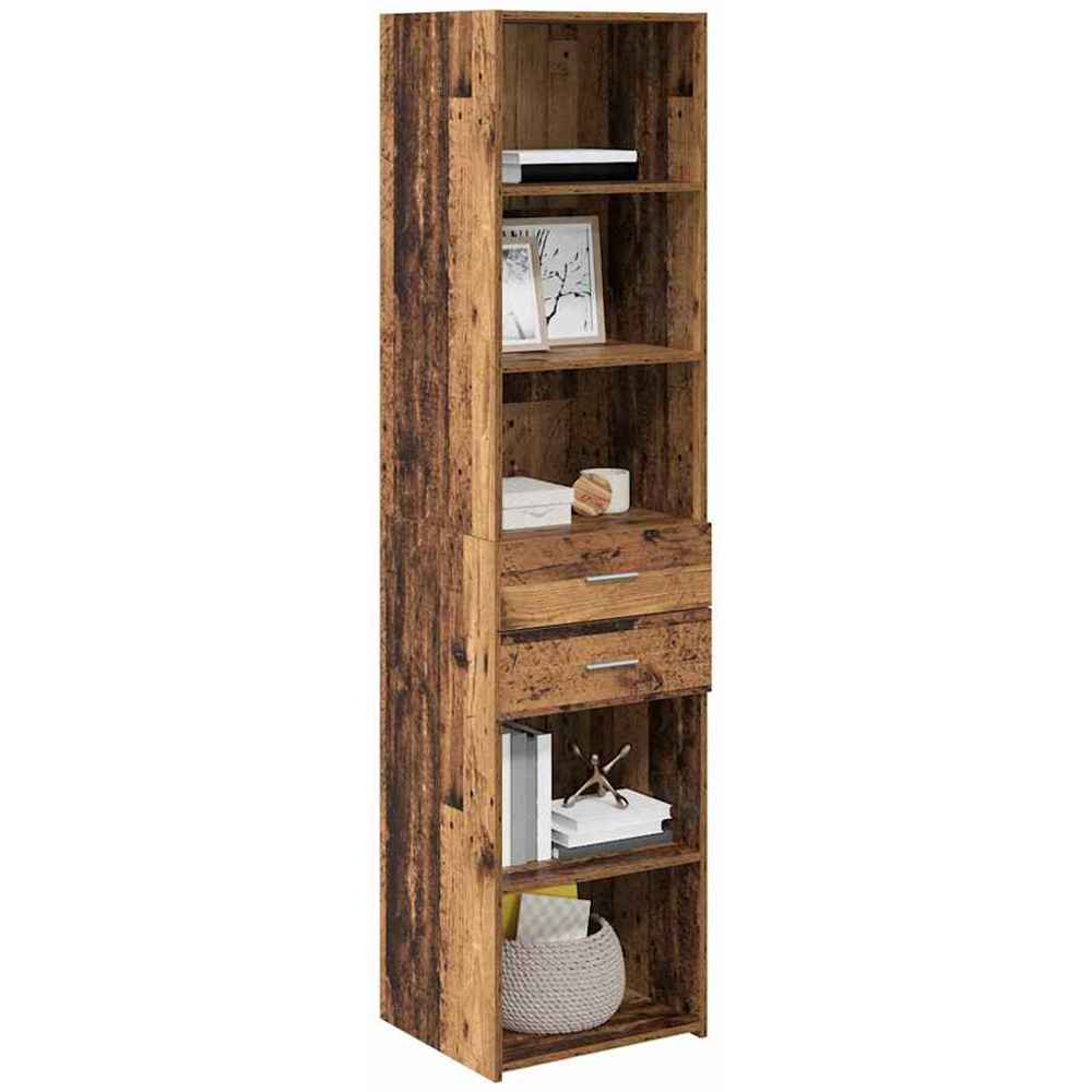 vidaXL 2 Drawer 5 Shelf Old Wood Highboard Image 3