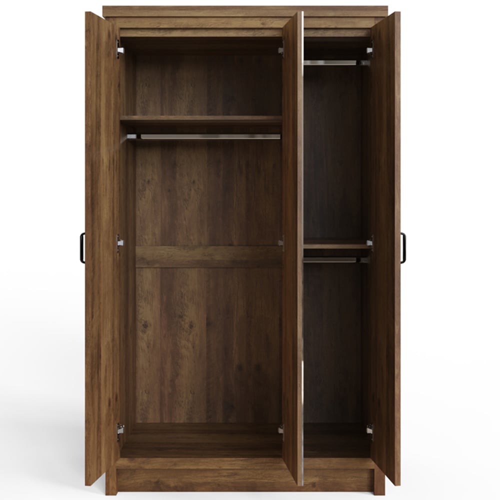 GFW Boston 3 Door Knotty Oak Mirrored Wardrobe Image 5