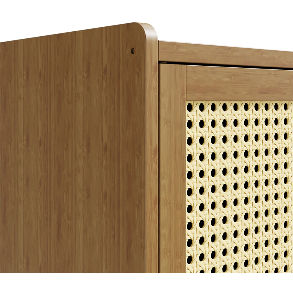 Living and Home Single Door Tawny and Cream Rattan Bedside Table Image 4
