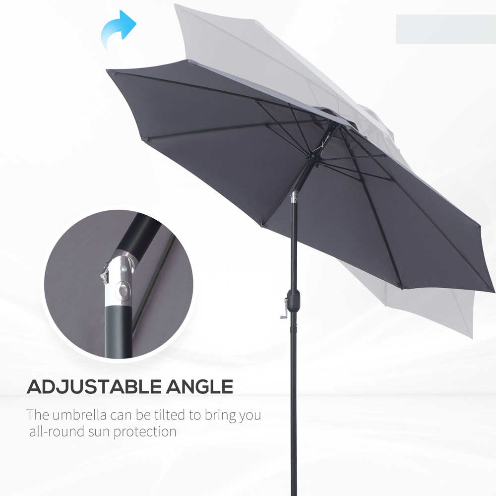 Outsunny Charcoal Grey Crank and Tilt Parasol 2.7m Image 5