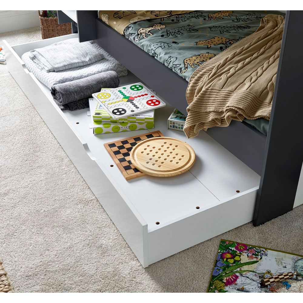 Oliver Grey and White Single Drawer Storage Bunk Bed Image 5