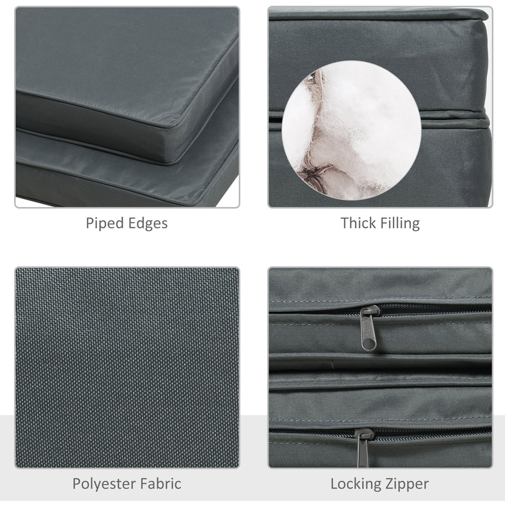Outsunny Dark Grey Garden Chair Cushion with Ties 45 x 45cm 2 Pack Image 4