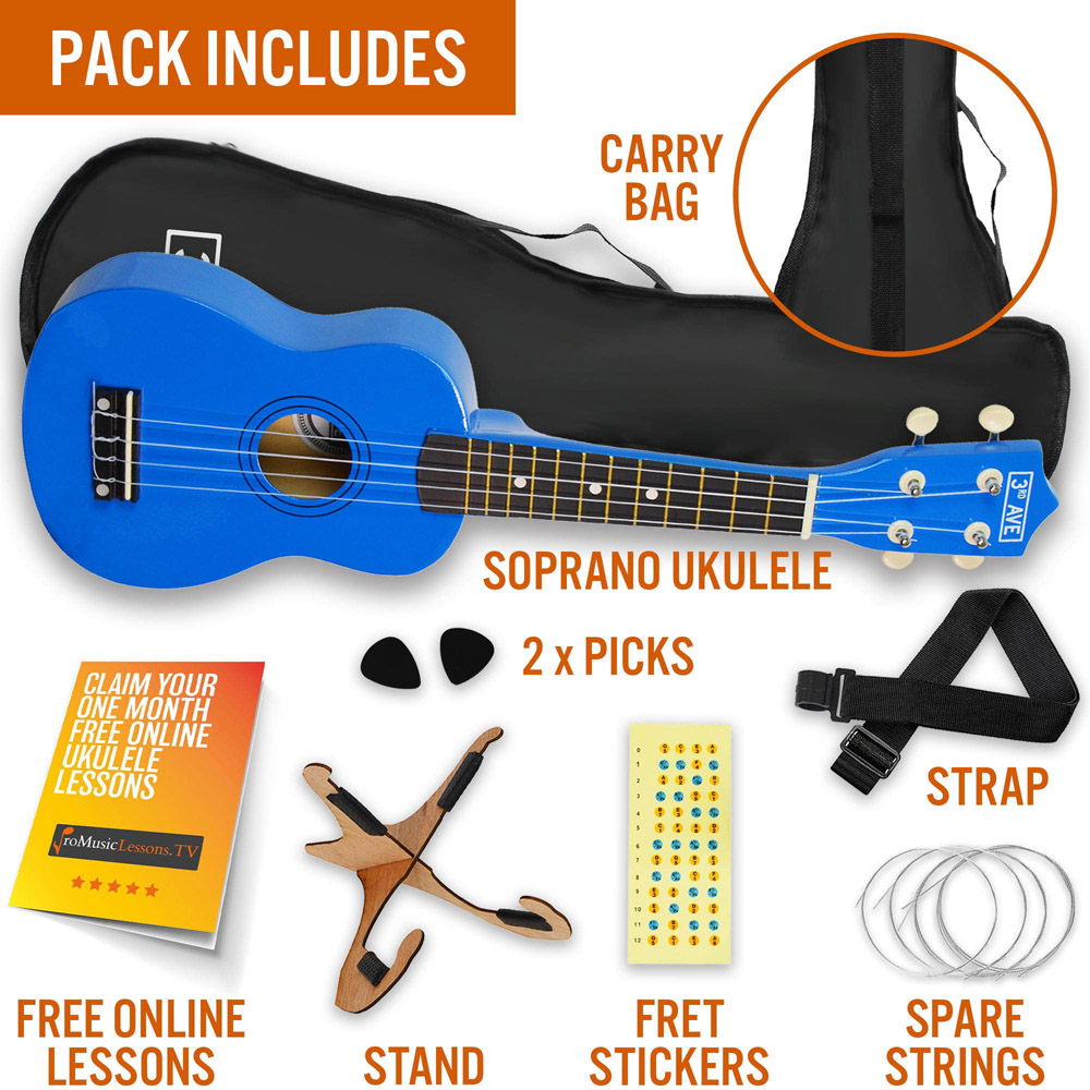 3rd Avenue Blue Soprano Ukulele Set Image 5