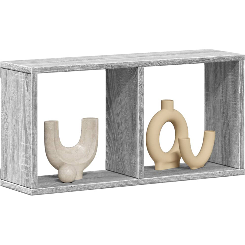 vidaXL 2 Shelf Grey Sonoma Floating Wall Shelf Image 3